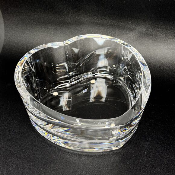 Orrefors Crystal My Heart Shaped Dish Bowl Lars Hellsten Sweden 7 1/4